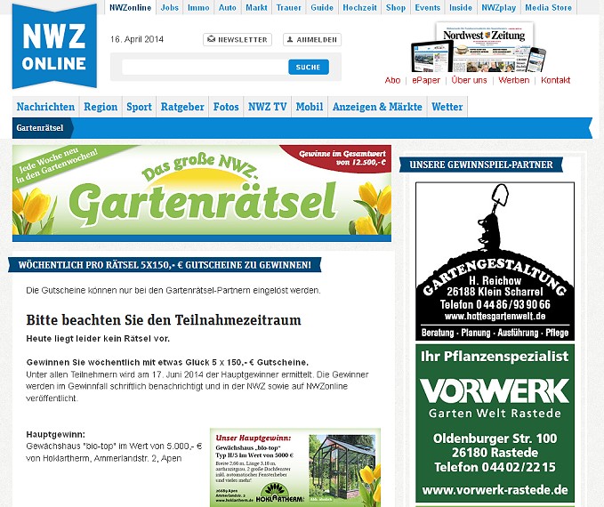 NWZ Gartenrätsel